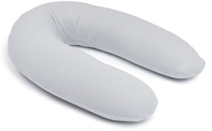 doomoo Coussin de Grossesse & d'allaitement 2 en 1 Twisty - Ultra Confort - Remplissage Microbilles Ultra-Fines - Silencieux - Made in Europe - Certifié Oeko-TEX et Bio, Pearl Grey