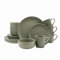 HOMD 16-Pieces Stoneware Dinnerware Set, Dinner Set, Kitchen Dinnerware Ceramic Crockery Set, Dinner Service Set for 4, Include Dinner Plate, Dessert Plate, Cereal Bowl and Mug (Light Green)
