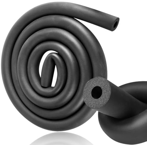 MIUUIPI Tubo isolante in schiuma, tubo di riscaldamento, spessore 9 mm, isolamento per tubi, attrezzature fitness e tubo di rame, lunghezza 1,8 m (nero, Ø 22 mm diametro del tubo)