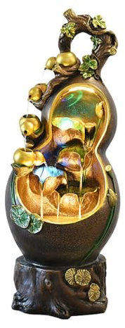 Fontana d'acqua che scorre Lucky Gourd, fontana circolante, soggiorno, balcone, patio, paesaggio, decorazioni in piedi, for giardino, patio, piscina, ufficio, decorazione domestica fontane