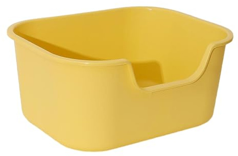 Kattlåda, Kattsandsbassäng med öppen topp for husdjurssand höga sidor Slitstark stänksäker kattsandstrå for alla typer av kattsand(Yellow)
