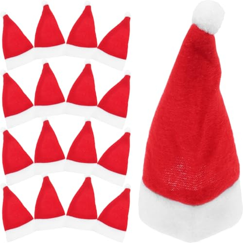LIGIGWASH 24 St Mini Santa Hats Juldekorationer Vinflasköverdrag och Bestickhållare Festliga Xmas Hats för Bord och Party Klassiska Röda Julhattar Perfekta Presentidéer för Familj och Vänner
