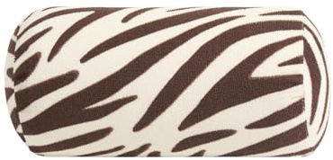 OHS Inflatable Travel Pillow Zebra Bolster Cushion, Gifts for Women Lightweight Compact Portable Back Support Pillow with Soft Microfibre Cover for Sun Loungers Poolside, Brown/Cream - 36 x 16 x 16cm