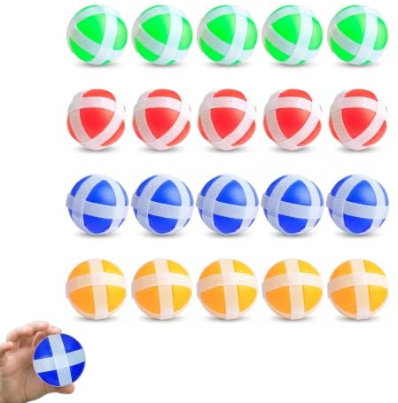 20 Pcs Sticky Balls for Dart Board,Ball Game,Colourful Kids Sticky Ball Dart Board Game,3.4cm Durable Dart Hook and Loop Balls for Indoor Outdoor Target Practice Throwing Catch Darts Games (4 Colors)