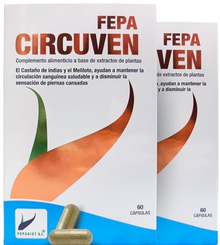 FEPA CIRCUVEN 60 Cápsulas Pack de 2 - Extractos de Castaño de Indias, Meliloto y Ruscus – Complemento Alimenticio para la Circulación y Bienestar de Piernas – Fepadiet