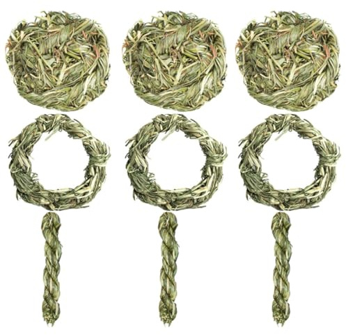 NESTINGHO Pet Grass Snack Toy 9pcs Green Grass for Guinea Pig Chinchilla