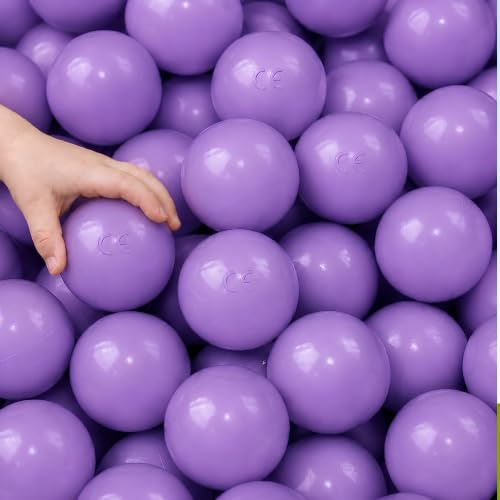 LittleTom 50 Boules Violettes pour Piscine a balles Bebe 5,5 cm en Plastique PE - balles legeres pour Parc de Jeu ou Tente - Jouet pour Interieur et Exterieur