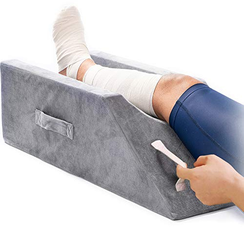 LightEase Memory Foam Leg Support and Elevation Pillow w/Dual Handles for Surgery, Injury, or Rest