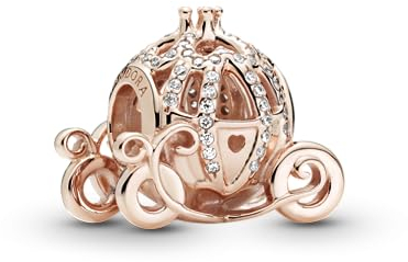 PANDORA Disney, Cinderella's Pumpkin Coach Charm in Roségold mit Bicolor (Sterling-Silber und 14 Karat Gold) und Cubic Zirkonia Steinen aus der Disney x Collection