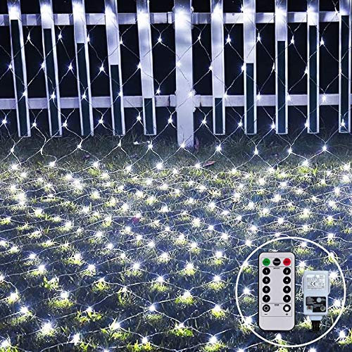 CORST Lichternetz Außen Lichterkette Netz 3X2M 200LED Weihnachten Aussen Lichterkette Verknüpfbar mit Fernbedienung & Timer 8 Modi für Innen Baum Zimmer Garten Fenster, (Weiß)