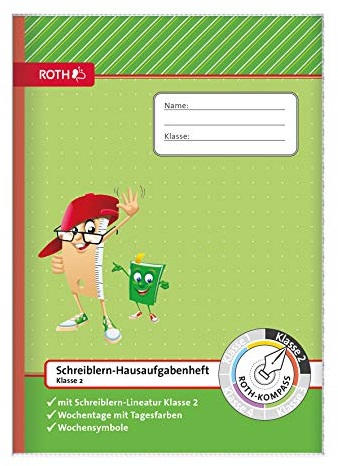 ROTH Kompass-Hausaufgabenheft 2. Klasse - A4 mit Tagesfarben und Wochensymbolen - Schreiblern-Heft