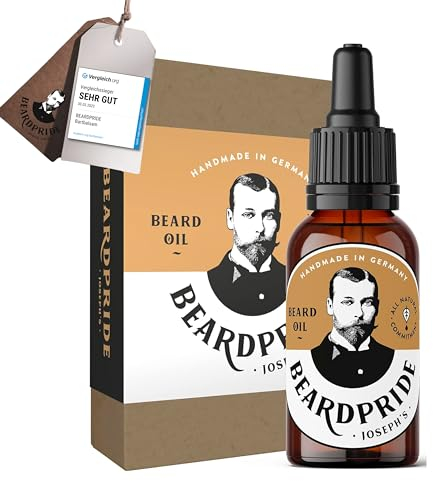 BEARDPRIDE Bio Bartöl Herren I Original Bart Öl aus dem Barbershop I Bartpflege Öl für weichen Bart I 100% naturreines Bartwuchsöl I Beard Oil Geschenk für Männer