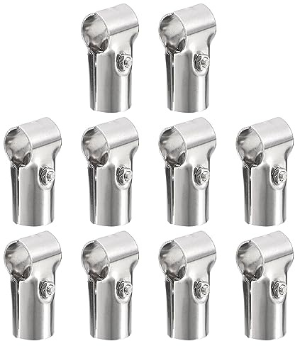 QUARKZMAN Structurel Tuyau Connecteur Joint Tuyau Colliers Argent 10 pcs | Inox Acier Coin Raccord Fin Rails Pince Ajustement OD 1 pouce (25 mm) Tube, 180 Degré 2 Chemin