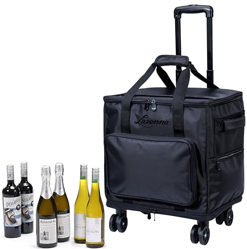 Lazenne Bolsas de Vino para Viajes - para 6 Botellas/Porta Vinos - Maletas para Profesionales y Consumidores. Bolsa 3en1 para Vino, Maleta Enrollable y Bolsa de Refrigeración con Separadores
