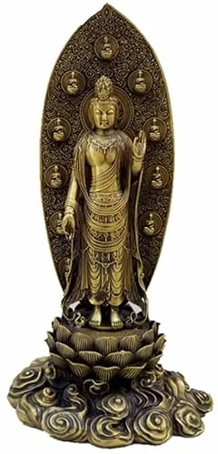 Estatua de Buda, Estatua de Bodhisattva de pie, Estatua de Buda Decoración Elefante Meditación Feng Shui Estatua Cobre Artesanías Antiguas Oración Budista Adoración Decoración Colección Regalos para