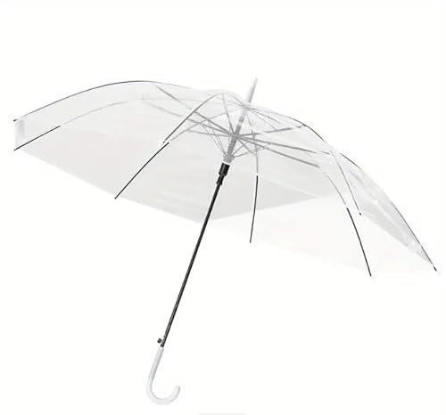 OU2M Parapluie Transparent en Forme de Dôme, Coupe-vent, Léger, Idéal pour Femmes et Filles, Accessoire de Mariage