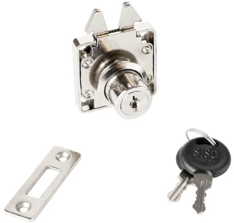 Screw-on roller shutter lock, nickel-plated, design: keyed alike, 14.01.460-5 for roller shutters, furniture sliding door