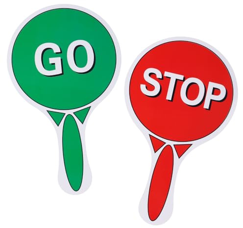 lasuroa Stopp und Geh Schild mit Griff, Kunststoff Stoppschild Doppelseitig Wasserdicht Leicht Rot Grün Verkehr für Schülerlotsen Straßensicherheit Parken