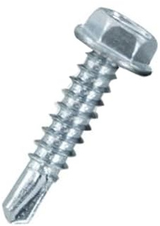 Hex Head Self-Drilling Metal Screws 4.2mm x 19mm, Zinc-Plated Tek Screws, Self-Tapping Hexagon Washer Head Fasteners with Drill Point, for Sheet Metal, Framing, Deck, Fence, HVAC and Ductwork (50 pcs)