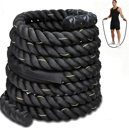 Jump Rope, Weighted Jump Rope for Fitness, 9.2ft Heavy Jumping Ropes for Exercise, Adult Workout Rope for Men & Women Improve Strength, Skipping Rope for Gym Training, Home Workout (Black)