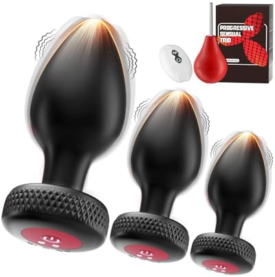 Anal Vibrator All 3 Sizes Fully Vibrating Butt Plugs, Large Advanced Model Anal Plugs Prostate Vibratar for Men 10×3 Vibration Modes One Remote, Male Prostate Massager Sex Toys Couples Man Buttplug