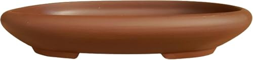 BIOMATA Pot de bonsaï en céramique pour kifu 19,2 x 15,1 x 3,8 cm | Pot ovale | Pot pour bonsaï résistant à tous les climats | Pot en céramique avec drainage (Grès sans émail)