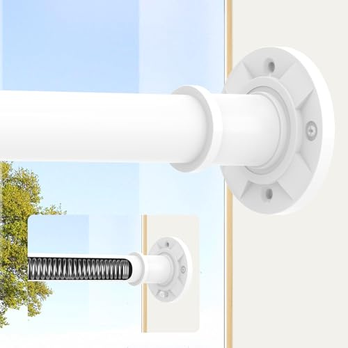 White Shower Curtain Pole 78-223 cm, Extendable Tension Rod 28mm
