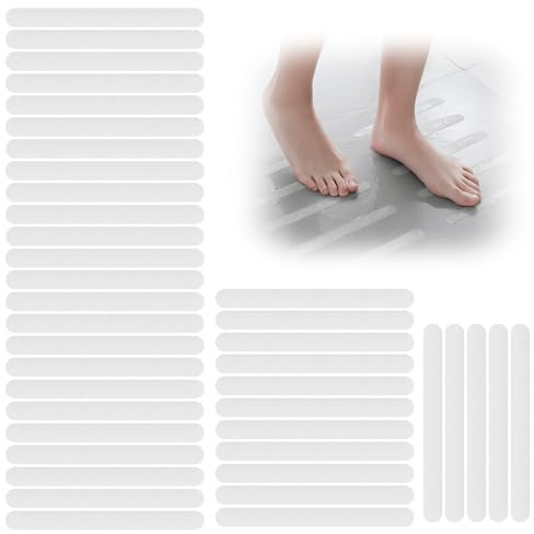 40 Pcs Non-Slip Strip Stickers Transparent Self-Adhesive Anti Slip Shower Stickers Bathtub Flooring Safety Tape Mat 2 x 20 cm Bathroom Sticker for Bathtub Stairs Bathroom Shower Room Slippery Surfaces