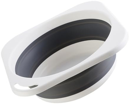 VILLCASE Lavabo Pliable Portable Gris Moyen Bassine Multifonction pour Lavage du Visage des Pieds et Biberons Bac de Rangement Léger Cuisine Camping et Activités en Plein Air