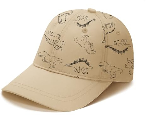 TOMEEK Baby Sun Hat Kids Baseball Cap Cute Dinosuar Adjustable Toddler Hats Cotton Boys Girls Caps Mesh Lining Spring Summer Sunhat,Khaki,L(2-5 Years)