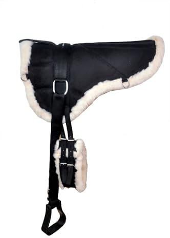 Pony Size Bareback Riding Pad Black Micro Suede Anti Slip Soft Foam Cushion Adjustable Stirrups And Girth for Training and Everyday Riding