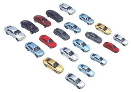 TTETTZ 20 Piezas Autos Miniatura Pintados Coches Modelismo Vehículos Decorativos Material PP Adecuados para Diseño de Paisaje Maquetas Arquitectónicas, 1 75