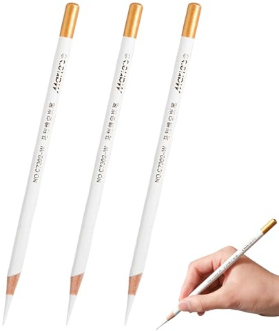 3 Pack Professional White Charcoal Pencils Set Sketch Highlight Colored Pencils Drawing Set Art Painting Supplies Pencils for Drawing, Sketching, Shading, Blending Chalk Pencils for Beginners Artist