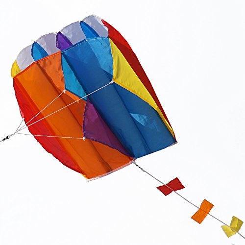 Besra Colorful Parafoil Kite with Long Tail Easy to Fly Outdoor Fun Sports (20inch)