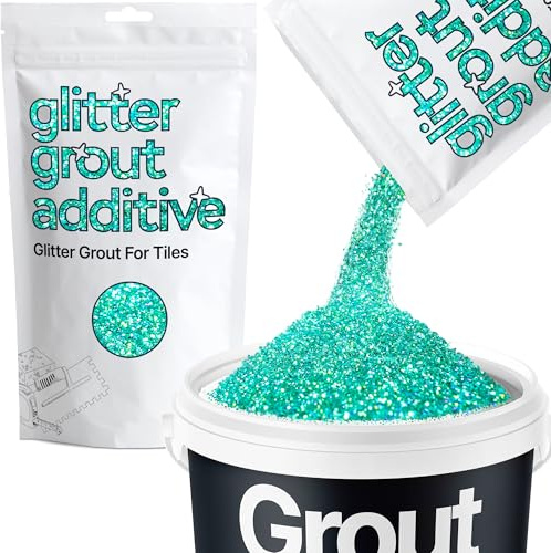 Hemway Turquoise Blue Holographic Glitter Grout Additive 100g | for Adding Sparkle to Kitchen & Bathroom Tiles, Enhance Your Indoor Grouting Projects with a Durable Sparkly Effect