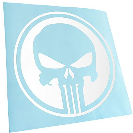 Kiwistar - Autocollant - Punisher USA - Réservoir tête de mort 10 x 10 cm - blanc - G10 - Pour voitures, vélos, véhicules, motos, cyclomoteurs, tuning, vitres arrière