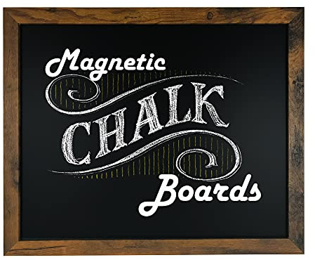 Loddie Doddie Wood Chalkboard Calendar - 18 in x 22 in, Rustic Frame, Mounting Hardware - Magnetic Chalkboard for Wall - Menu Board for Kitchen - Hanging Chalk Board Sign