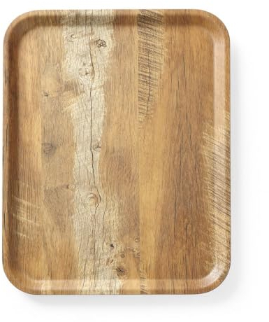 HENDI Plateau de Service, laminé, rectangulaire, antidérapant, Motif en Bois, Multi-Usage, pour Buffet, Fast Food et Restauration Rapide, Passe au Lave-Vaisselle, 330x430x(H) 13mm, mélamine