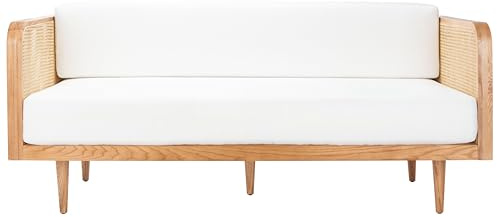 Safavieh Couture Helena French Mid-Century Natural and Beige Rattan Daybed