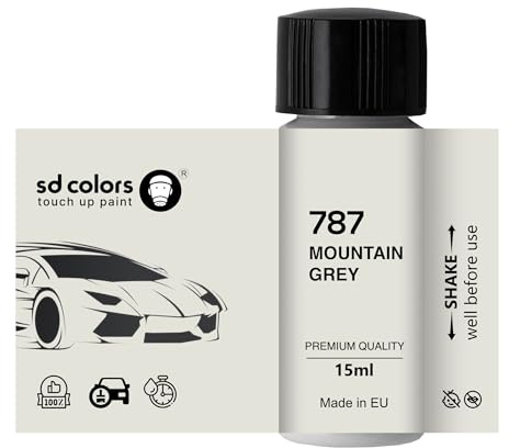 SD COLORS Mountain Grey 787 - Vernice per ritocchi, per automobili, per riparazione graffi e scheggiature, 15 ML, codice colore 787 mountain grey (solo vernice)