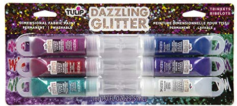Tulip Dimensional Dazzling Glitter Fabric Paint 6 Color, Trinkets, As Detailed, One Size