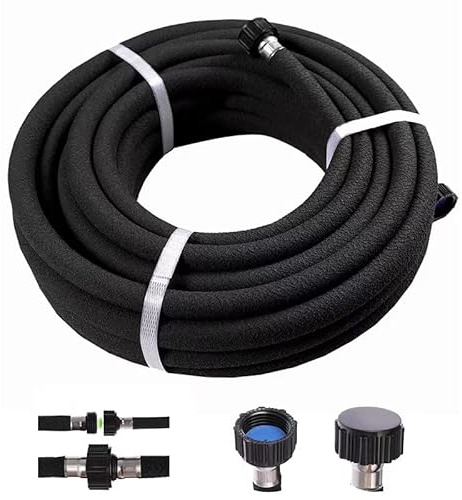 Phaxiwho 5/8 inch Round Rubber Garden Soaker Hose 50 FT，Heavy Duty Water Soaker Hoses Drip Hose irrigation hose for Vegetable Gardens, Flower Beds, Lawns, and Plants (50FT) ﻿
