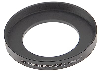 vhbw Bague d'adaptation de Filtre Step-Up de 52 mm vers 77 mm Compatible avec boîte Mate (Matte Box) 80 mm O.D. - Adaptateur, Aluminium, Noir-Mat