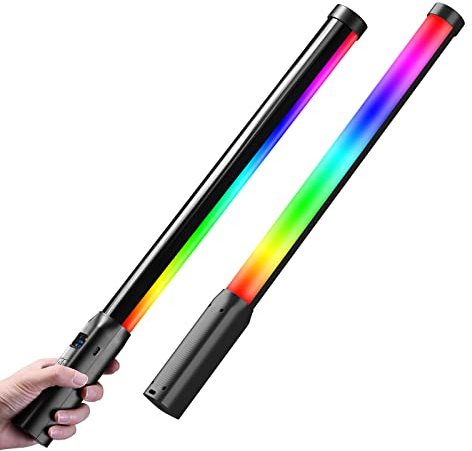 Ulanzi VL119 RGB LED Light Wand, 360°RGB Video Wand Stick for Photography, 2600mAh Built-in Rechargable Cube Light， 2500-9000K Dimmable Camera Light w LCD
