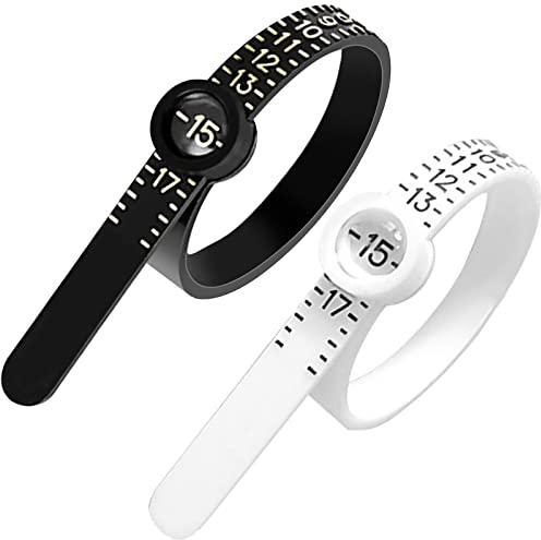Vesaneae 2 Stück Ringgrößenmesser, Ring Sizer Messen, Ring Maßband Kunststoff, Fingergrößenmesser, Tester Lineal Ring, Ringgröße Ermitteln Messen, Ringgrößen Wiederverwendbar, Ringmaßband