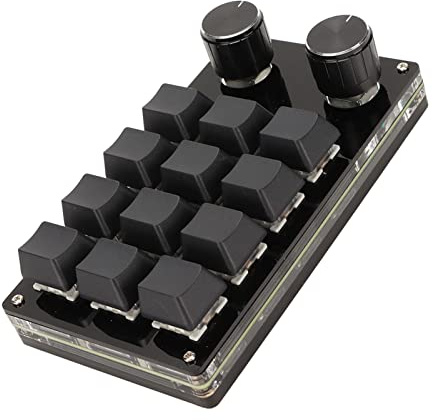 VBESTLIFE Teclado Macro Programable, 12 Teclas, 2 Perillas RGB, Pequeño Teclado Programable Macropad Mecánico OSU, Teclado Programable DIY, para Juegos de Medios de Oficina