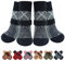 BEAUTYZOO 6PCS Dog Socks to Prevent Licking Paws, Anti Slip Dog Shoes for Hot Pavement Hardwood Floors, Traction Control Toe Grips Boots & Paw Protectors for Small Medium Large Senior Dogs, Grey SM