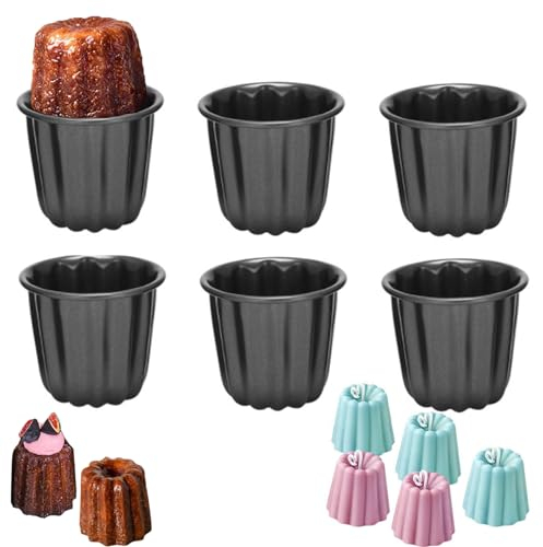 Dasing 6-Teilige Canele Backform, Canele Form Kuchen Pan Muffinbecher, Antihaft Geleeform Muffinform Backblech Antihaft für Cannelés Muffin Pudding Cupcake Bordelais Cannele Champagne