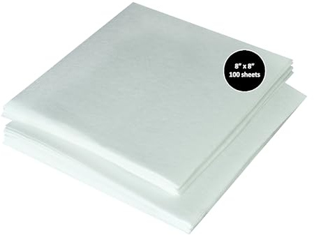 FT Fashion Track Tear-Away Machine Embroidery Stabilizer Backing 8x8 (20 x 20cm) - 100 Precut Sheets - Hand Sewing Hoops Quilting - Medium Weight 50gm - Fits Max Embroidery Area (15cm x 15cm)