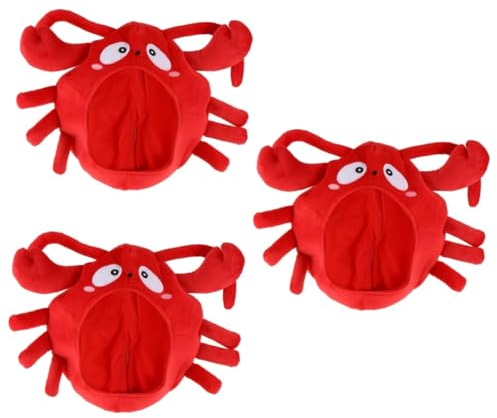 UPKOCH 3 Stk süße Kopfbedeckung tiermütze karnevals hut Osterhasenmütze Cosplay Kappen Tiara DIY-Fotografie-Kappe gefälschter Hut Karikatur Hummer Spielzeug Requisiten kurzer Plüsch rot